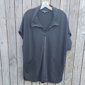 Lafayette 148 New York Black Zip-Up Short Sleeve Jacket